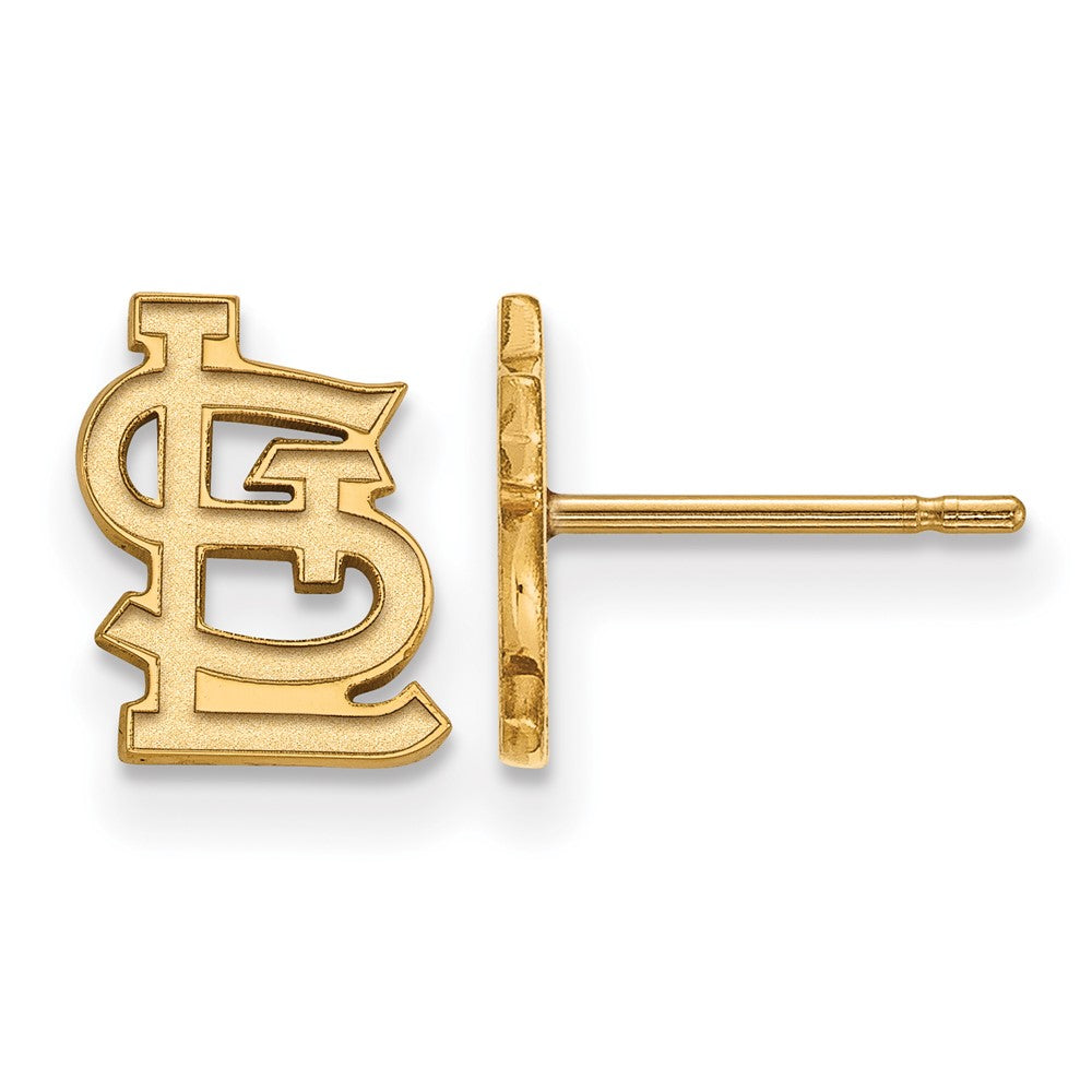 14K Yellow Gold MLB St. Louis Cardinals XS (Tiny) Post Earrings, Item E18923 by The Black Bow Jewelry Co.