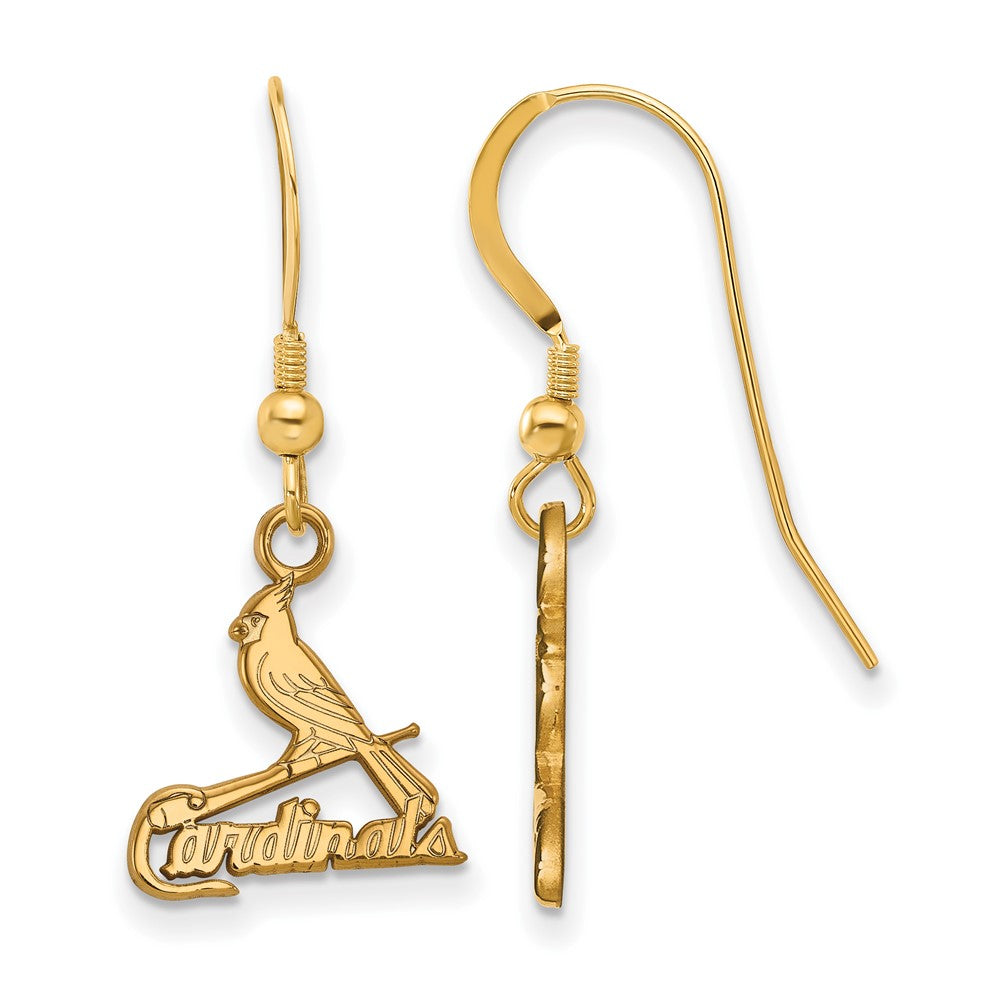 14K Gold Plated Silver MLB St. Louis Cardinals SM Bird Dangle Earrings, Item E18926 by The Black Bow Jewelry Co.
