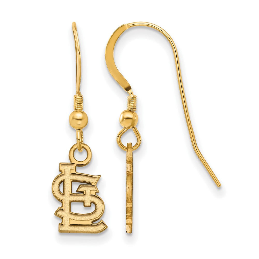 14K Gold Plated Silver MLB St. Louis Cardinals XS Dangle Earrings, Item E18928 by The Black Bow Jewelry Co.