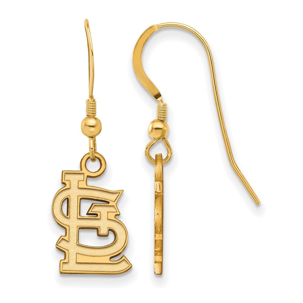 14K Gold Plated Silver MLB St. Louis Cardinals SM Dangle Earrings, Item E18929 by The Black Bow Jewelry Co.