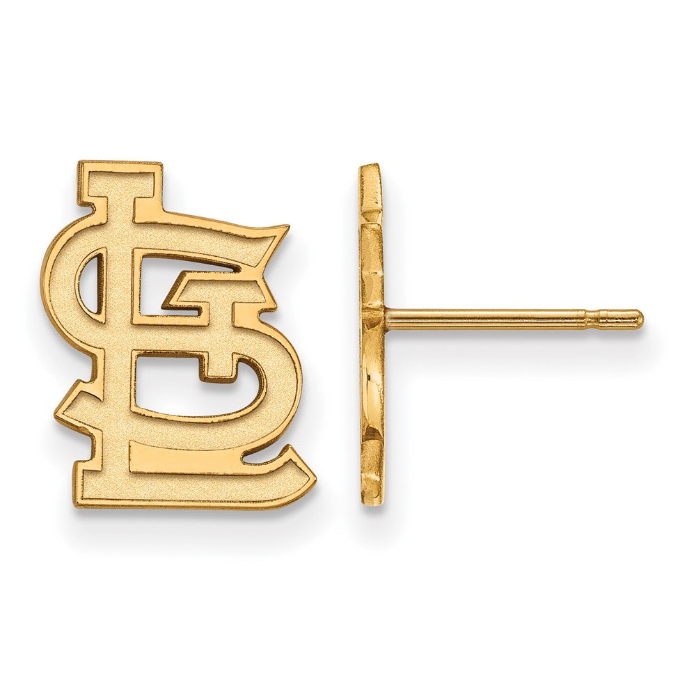 14K Gold Plated Silver MLB St. Louis Cardinals SM Post Earrings, Item E18931 by The Black Bow Jewelry Co.