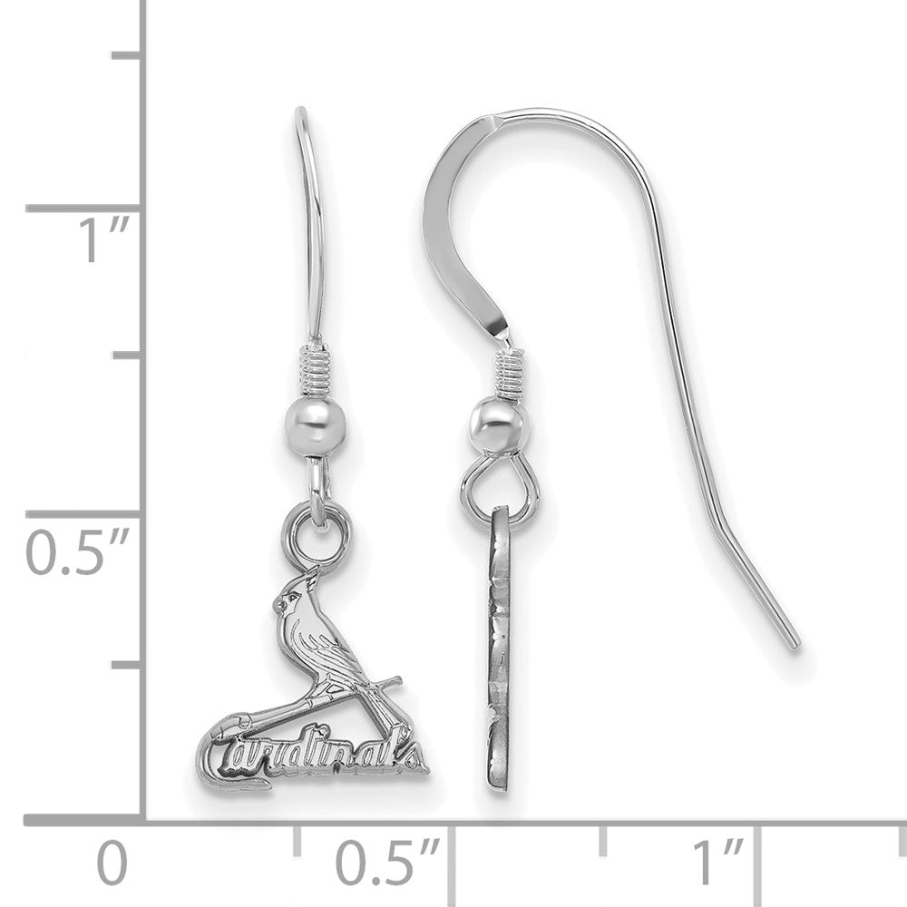 Alternate view of the Sterling Silver MLB St. Louis Cardinals XS Bird Dangle Earrings by The Black Bow Jewelry Co.
