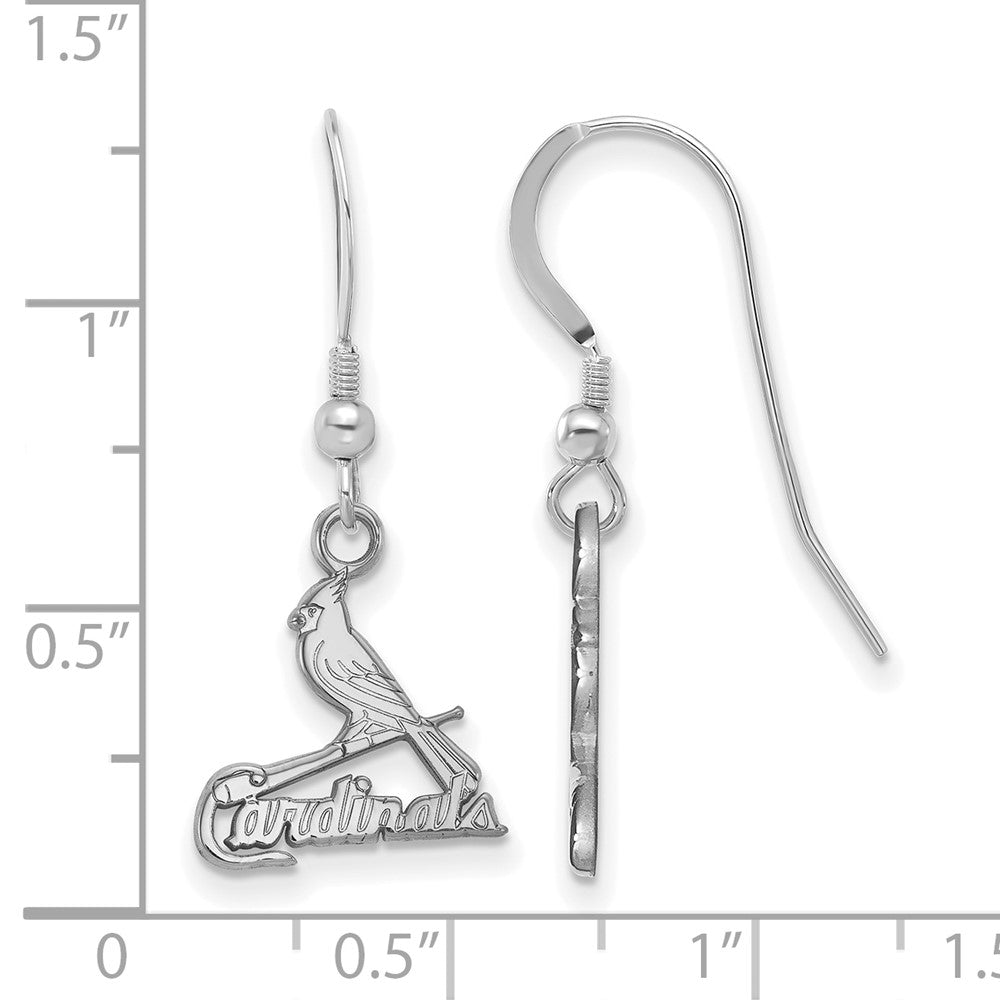 Alternate view of the Sterling Silver MLB St. Louis Cardinals SM Bird Dangle Earrings by The Black Bow Jewelry Co.