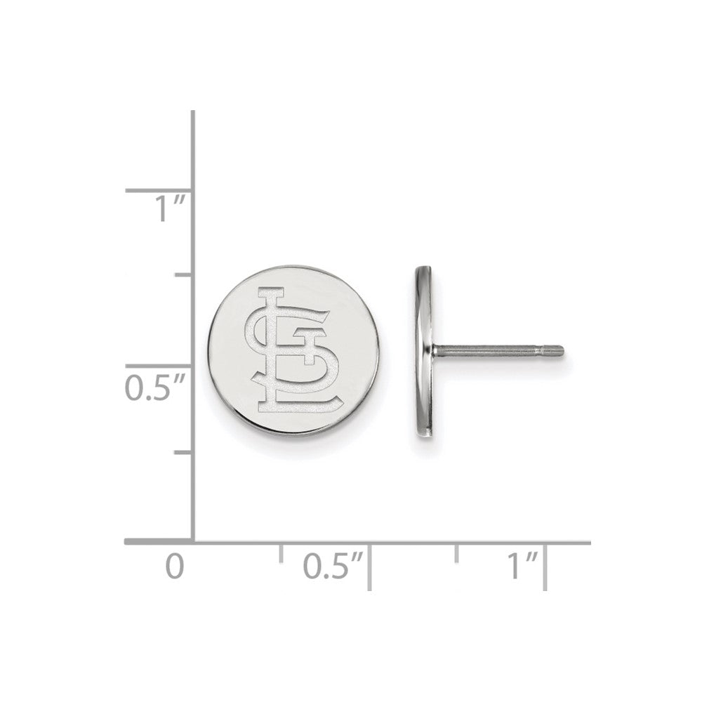 Alternate view of the Sterling Silver MLB St. Louis Cardinals SM Disc Post Earrings by The Black Bow Jewelry Co.