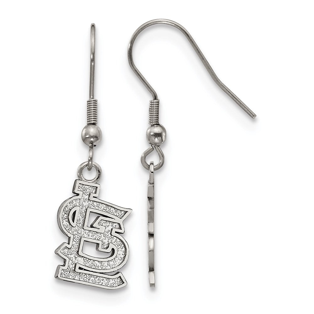 Stainless Steel MLB St. Louis Cardinals SM Dangle Earrings, Item E18942 by The Black Bow Jewelry Co.