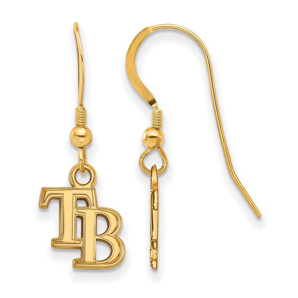 14K Gold Plated Silver MLB Tampa Bay Rays XS Dangle Earrings, Item E18943 by The Black Bow Jewelry Co.