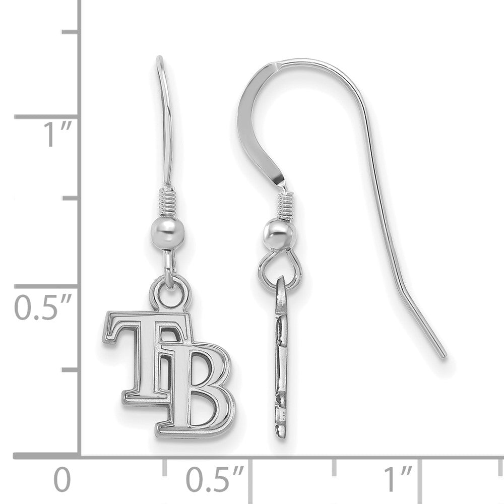 Alternate view of the Sterling Silver MLB Tampa Bay Rays XS Dangle Earrings by The Black Bow Jewelry Co.