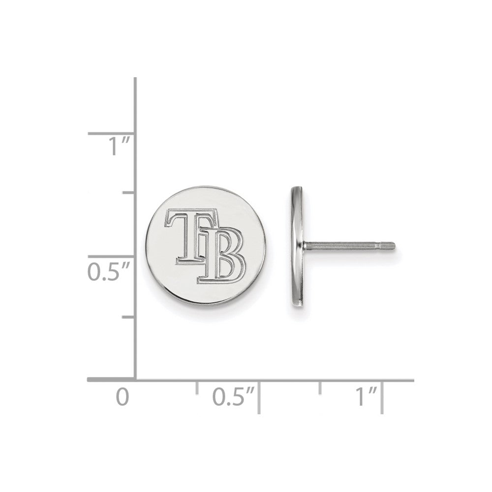 Alternate view of the Sterling Silver MLB Tampa Bay Rays SM Disc Post Earrings by The Black Bow Jewelry Co.