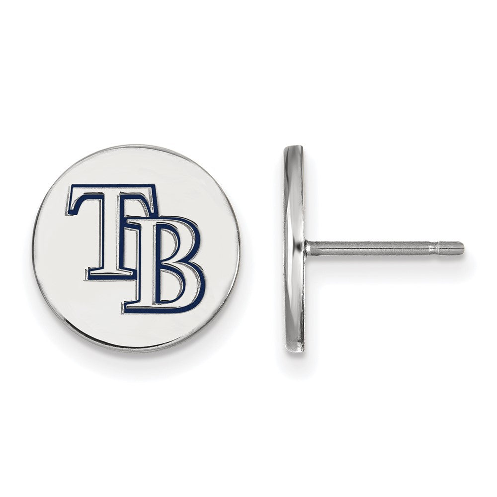 Sterling Silver MLB Tampa Bay Rays SM Enamel Disc Post Earrings, Item E18950 by The Black Bow Jewelry Co.