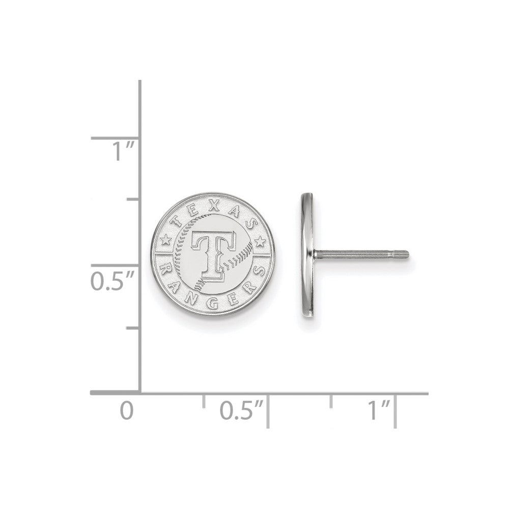 Alternate view of the Sterling Silver MLB Texas Rangers SM Script Disc Post Earrings by The Black Bow Jewelry Co.