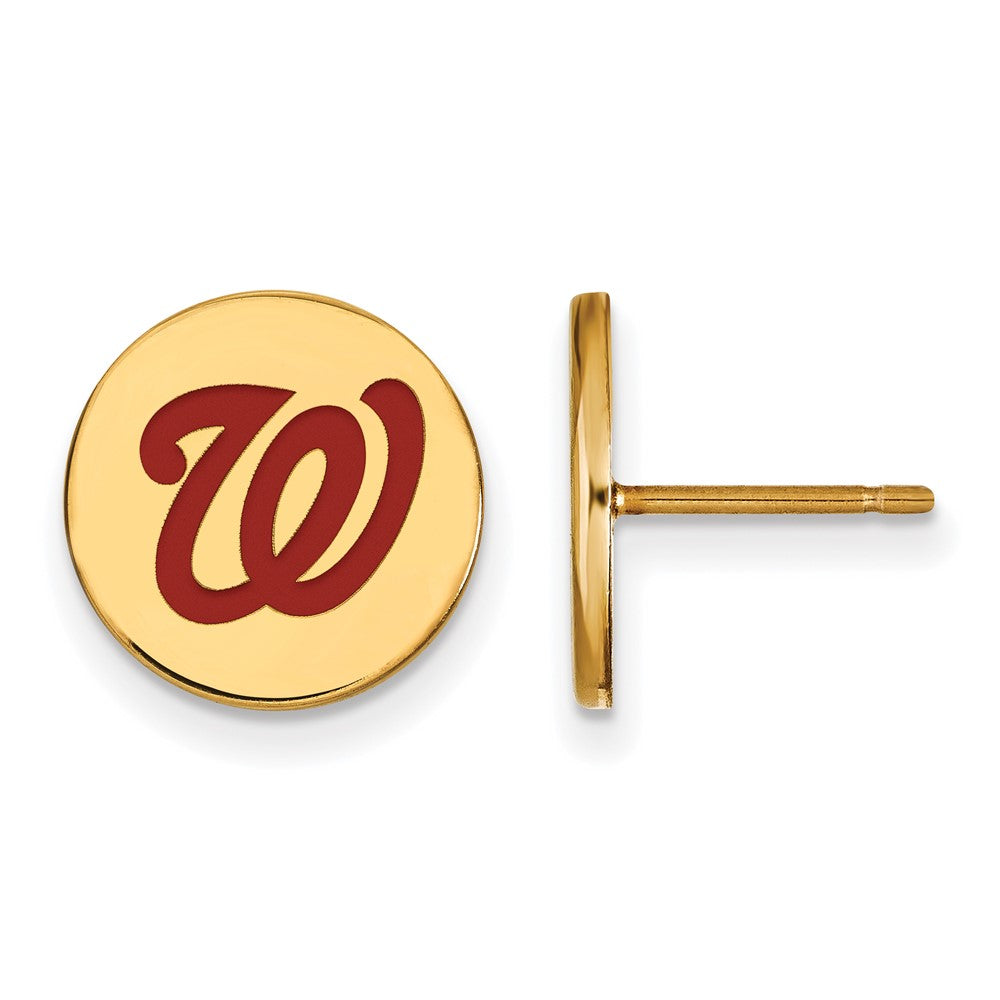 14K Gold Plated Silver MLB Washington Nationals Enamel Post Earrings, Item E18971 by The Black Bow Jewelry Co.