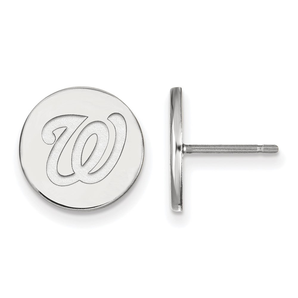 Sterling Silver MLB Washington Nationals SM Disc Post Earrings, Item E18973 by The Black Bow Jewelry Co.