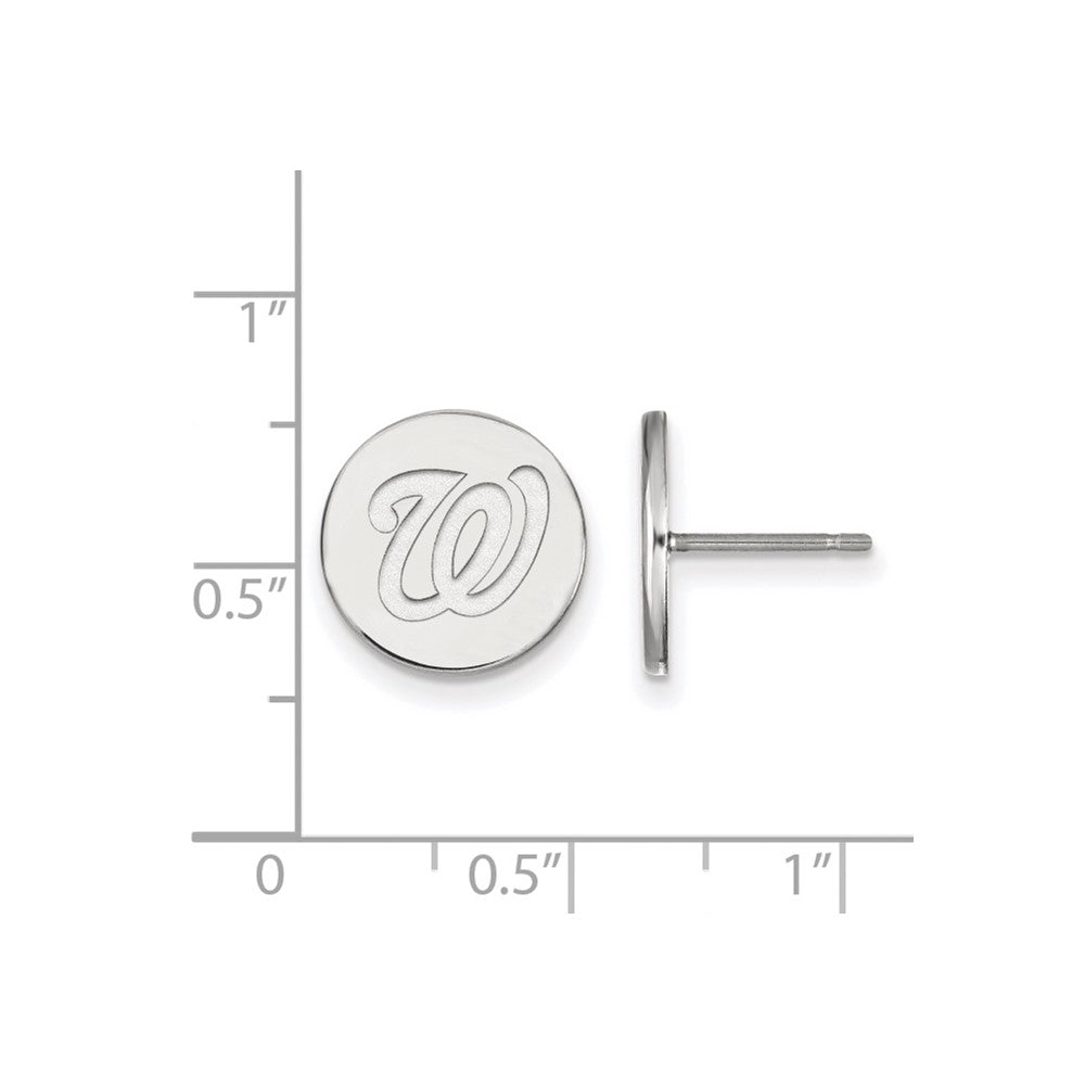 Alternate view of the Sterling Silver MLB Washington Nationals SM Disc Post Earrings by The Black Bow Jewelry Co.