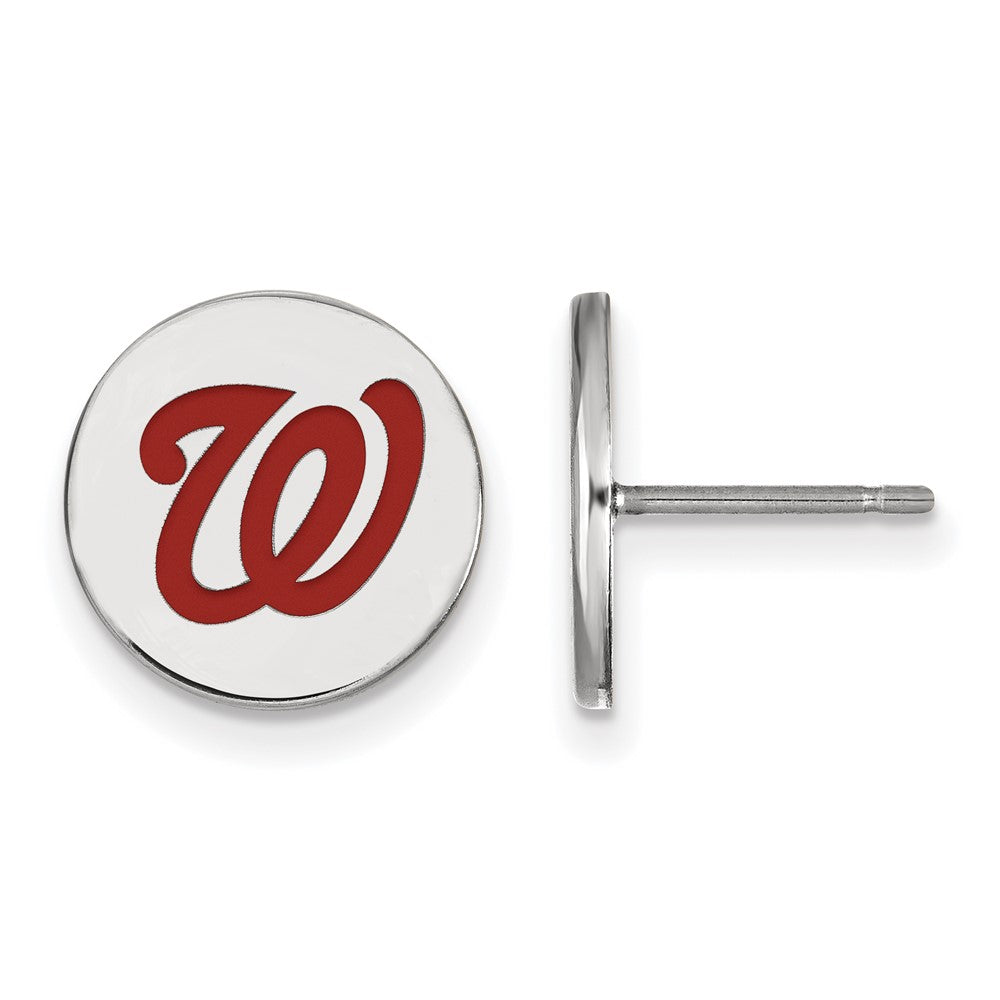 Sterling Silver MLB Washington Nationals SM Enamel Disc Post Earrings, Item E18974 by The Black Bow Jewelry Co.
