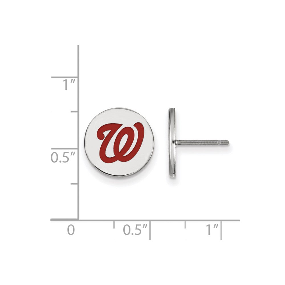 Alternate view of the Sterling Silver MLB Washington Nationals SM Enamel Disc Post Earrings by The Black Bow Jewelry Co.