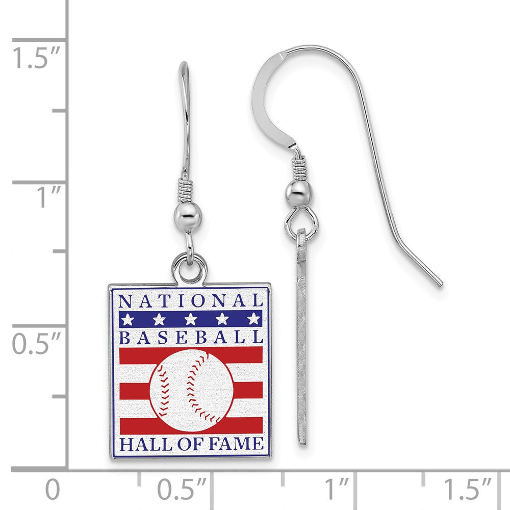 Alternate view of the Sterling Silver Hall of Fame Epoxy National Baseball Dangle Earrings by The Black Bow Jewelry Co.