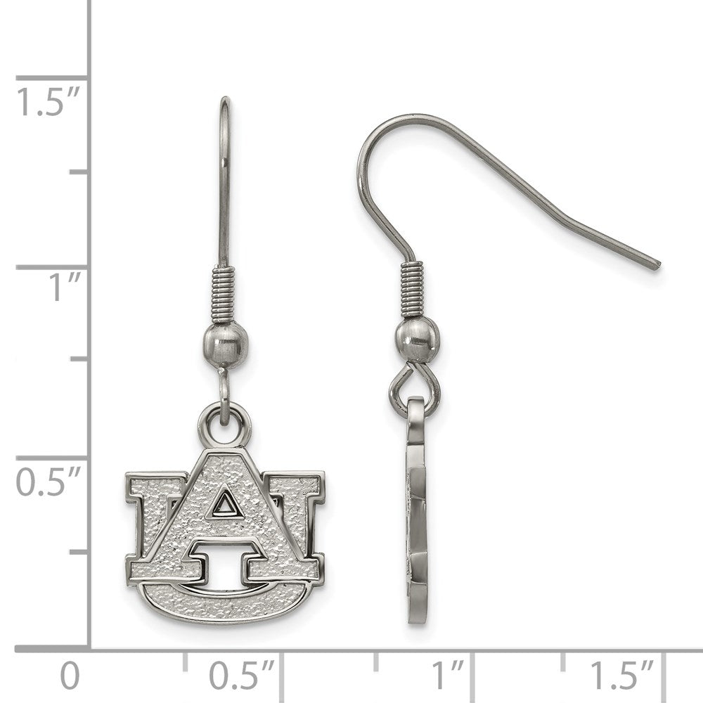 Alternate view of the Stainless Steel Auburn University Small Dangle Earrings by The Black Bow Jewelry Co.