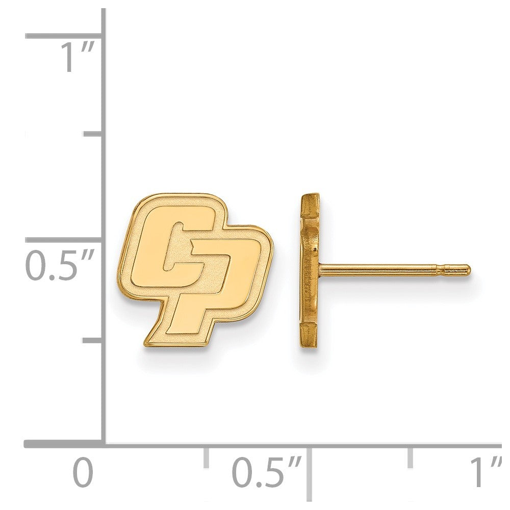 Alternate view of the 14K Gold Plated Silver California Polytechnic State XS Post Earrings by The Black Bow Jewelry Co.