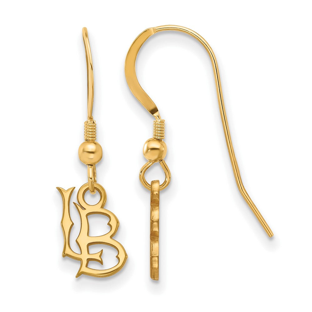 14K Gold Plated Silver CSU Long Beach XS Dangle Earrings, Item E18983 by The Black Bow Jewelry Co.