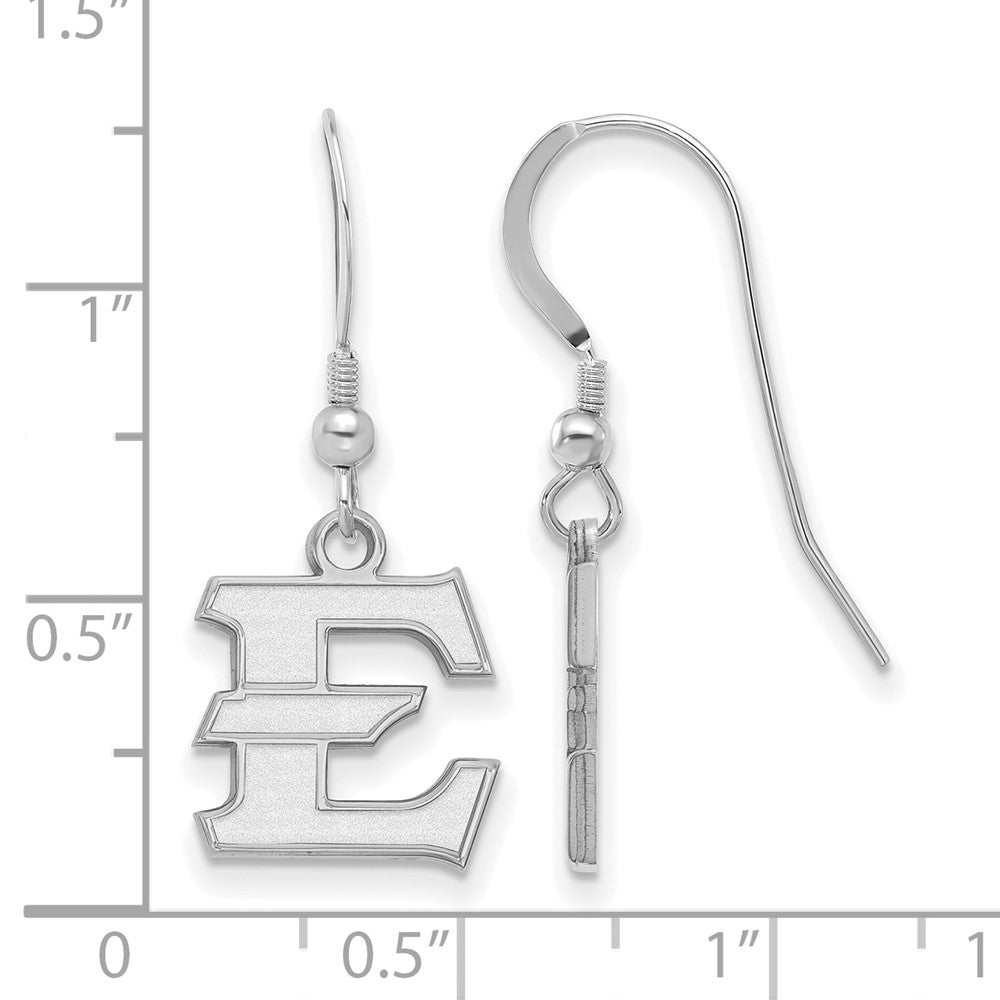Alternate view of the Sterling Silver East Tennessee State Small 'E' Dangle Earrings by The Black Bow Jewelry Co.