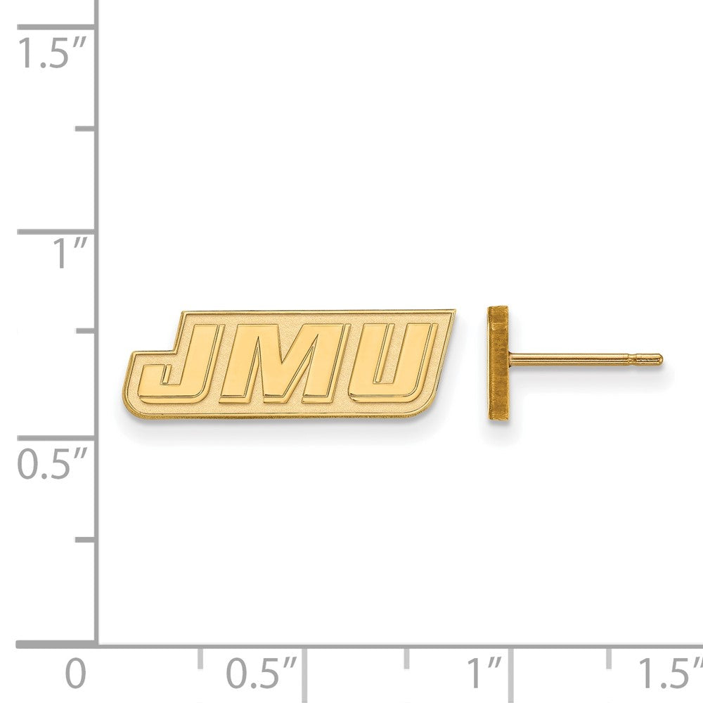Alternate view of the 14K Gold Plated Silver James Madison University XS Post Earrings by The Black Bow Jewelry Co.