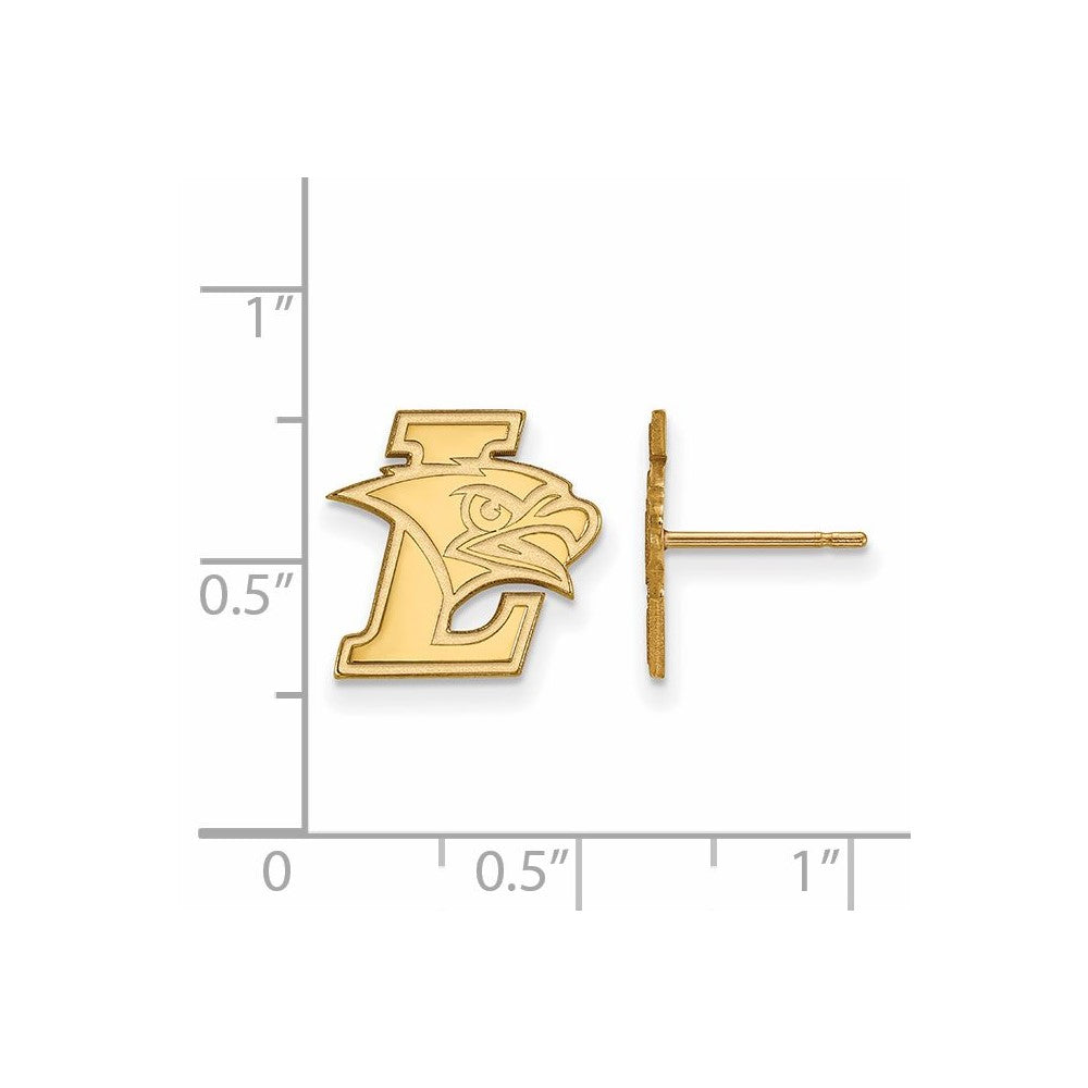 Alternate view of the 10K Yellow Gold Lehigh University Small Logo Post Earrings by The Black Bow Jewelry Co.