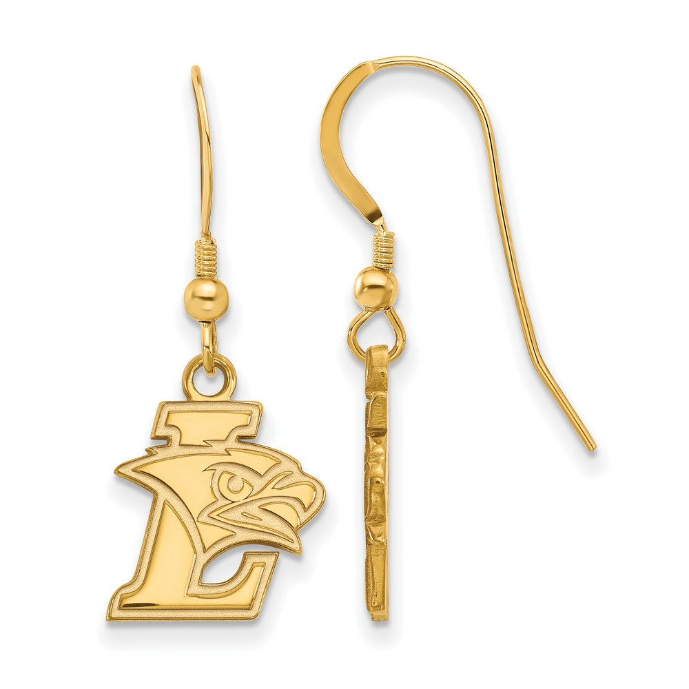 14K Gold Plated Silver Lehigh University Small Logo Dangle Earrings, Item E19003 by The Black Bow Jewelry Co.