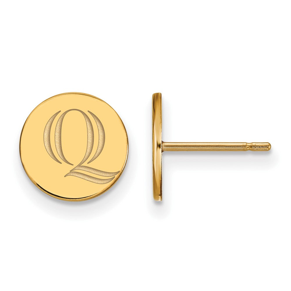 14K Gold Plated Silver Quinnipiac University XS Disc Post Earrings, Item E19017 by The Black Bow Jewelry Co.