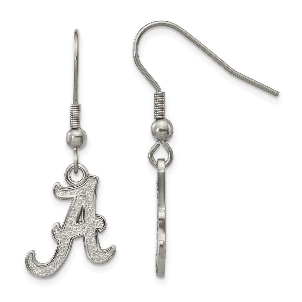 Stainless Steel University of Alabama Small Letter A Dangle Earrings, Item E19023 by The Black Bow Jewelry Co.