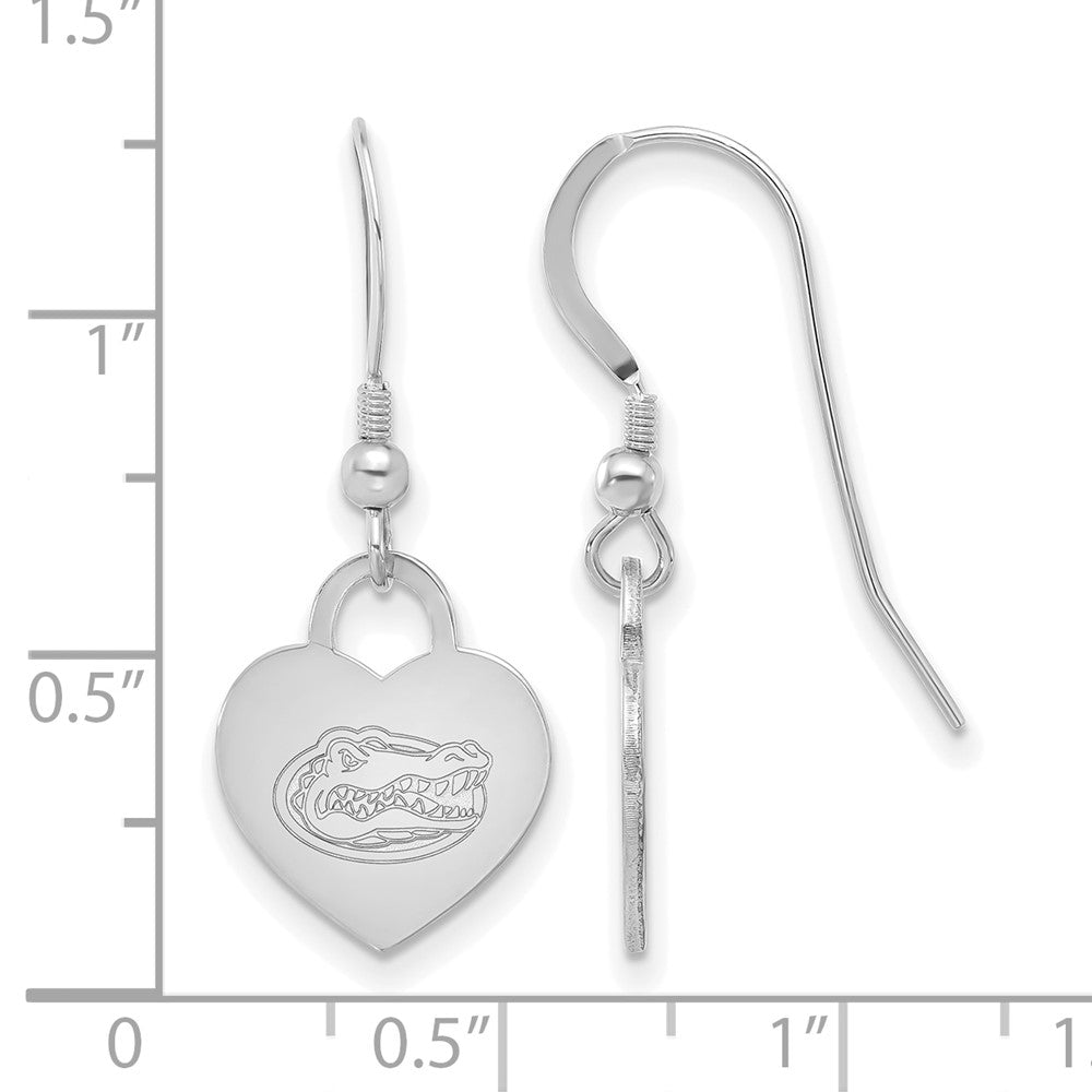 Alternate view of the Sterling Silver University of Florida Heart Dangle Earrings by The Black Bow Jewelry Co.