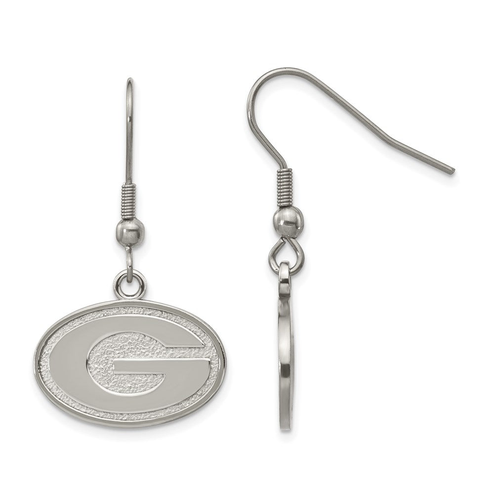 Stainless Steel University of Georgia Small Dangle Earrings, Item E19029 by The Black Bow Jewelry Co.