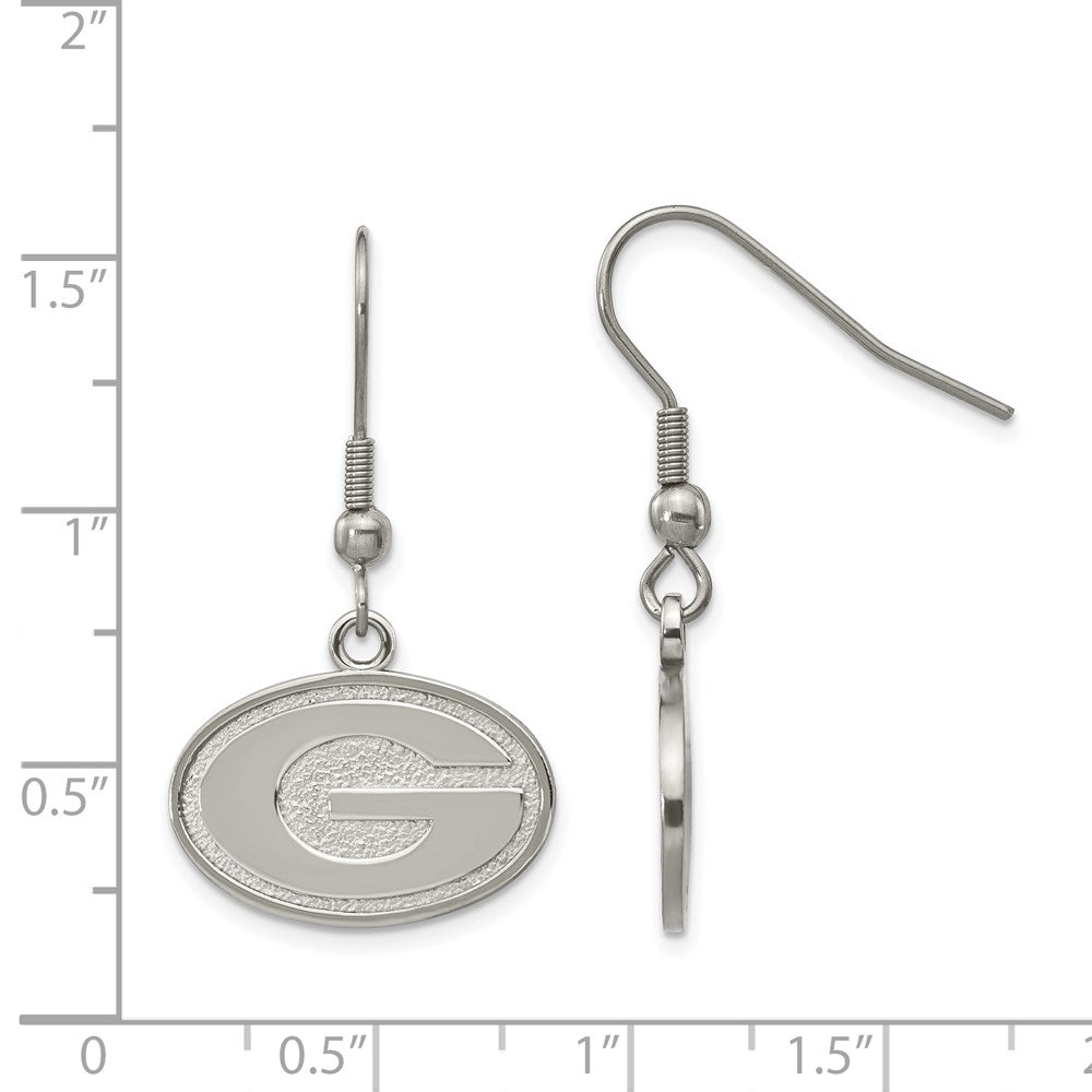 Alternate view of the Stainless Steel University of Georgia Small Dangle Earrings by The Black Bow Jewelry Co.