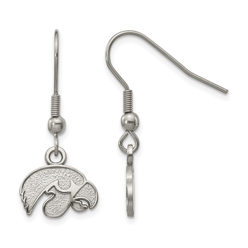 Stainless Steel University of Iowa XS Dangle Earrings, Item E19030 by The Black Bow Jewelry Co.