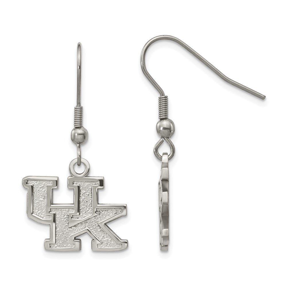 Stainless Steel University of Kentucky Small 'UK' Dangle Earrings, Item E19032 by The Black Bow Jewelry Co.