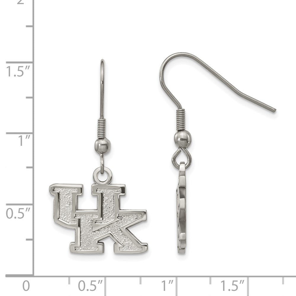 Alternate view of the Stainless Steel University of Kentucky Small 'UK' Dangle Earrings by The Black Bow Jewelry Co.