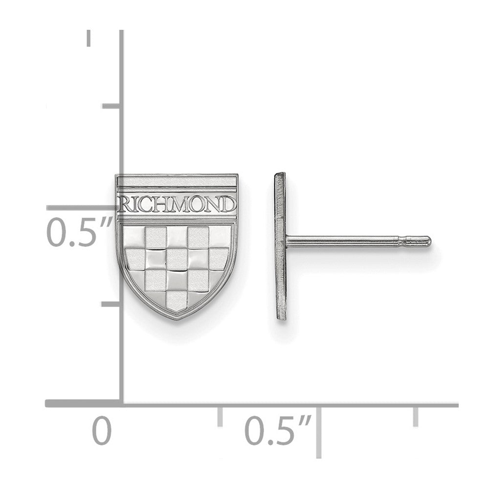 Alternate view of the 14K White Gold University of Richmond XS (Tiny) Shield Post Earrings by The Black Bow Jewelry Co.