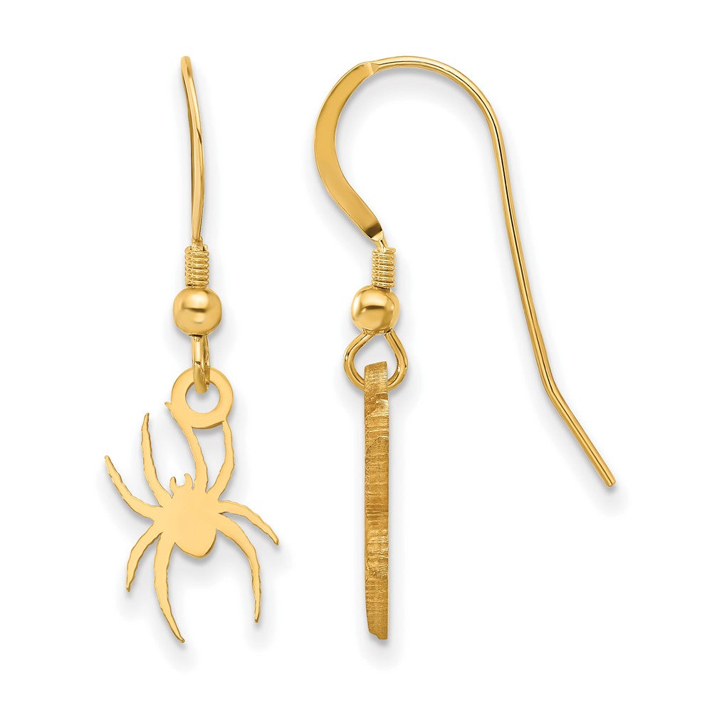 14K Gold Plated Silver U. of Richmond Small Spider Dangle Earrings, Item E19044 by The Black Bow Jewelry Co.