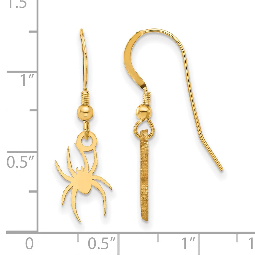 Alternate view of the 14K Gold Plated Silver U. of Richmond Small Spider Dangle Earrings by The Black Bow Jewelry Co.