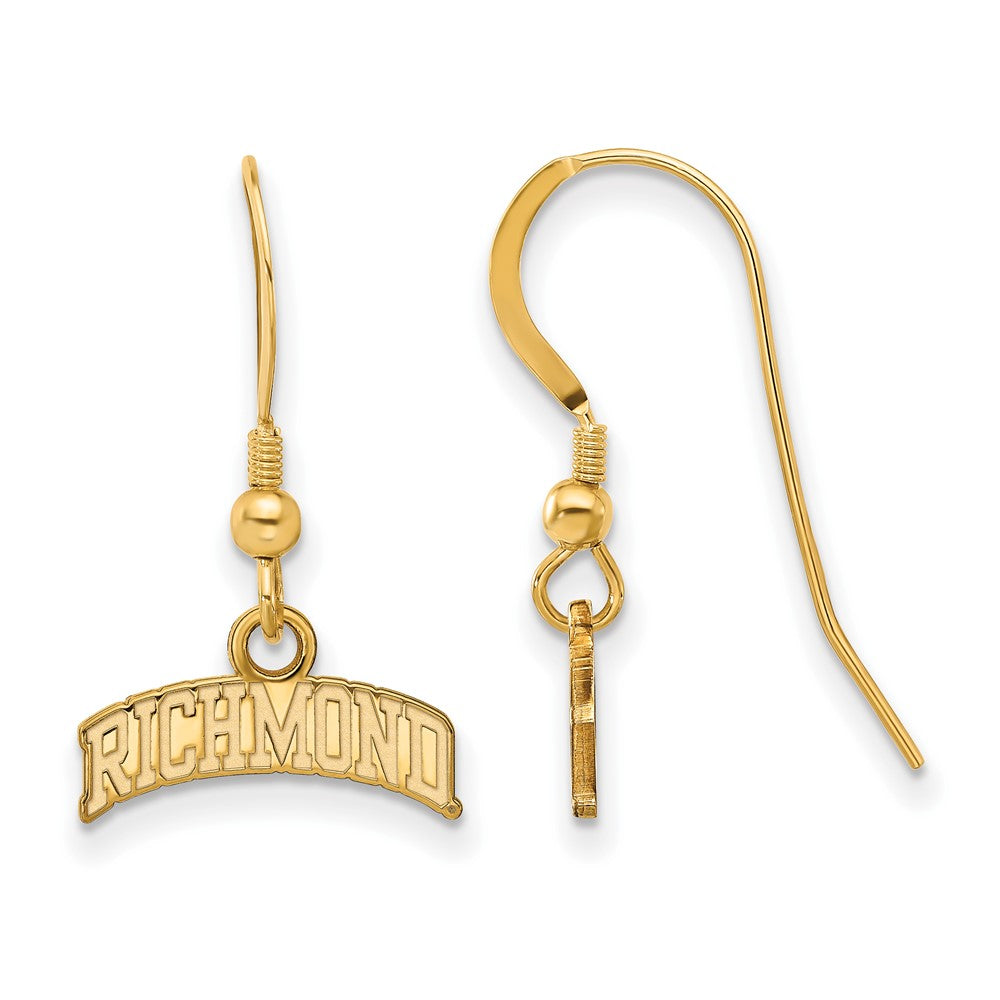 14K Gold Plated Silver U. of Richmond Small Script Dangle Earrings, Item E19045 by The Black Bow Jewelry Co.