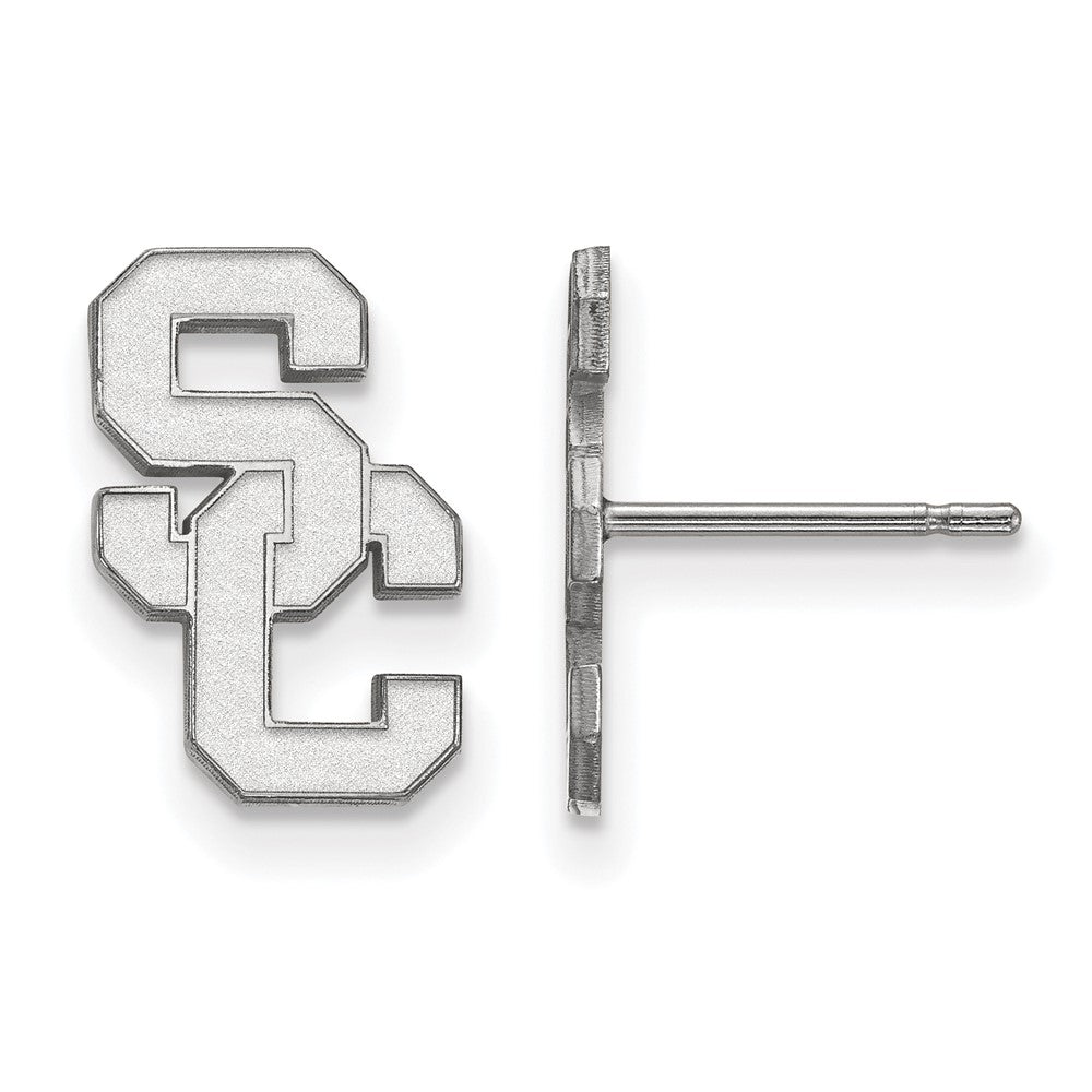 10K White Gold U. of Southern California Small Post Earrings, Item E19055 by The Black Bow Jewelry Co.