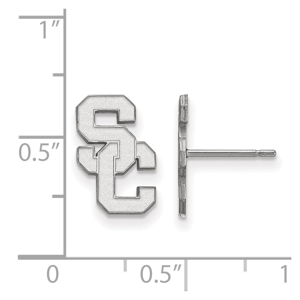 Alternate view of the 10K White Gold U. of Southern California Small Post Earrings by The Black Bow Jewelry Co.