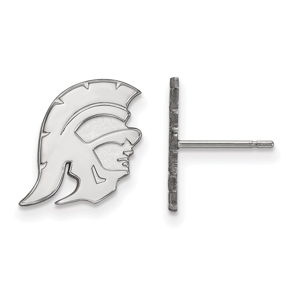 14K White Gold U. of Southern California Small Trojan Post Earrings, Item E19060 by The Black Bow Jewelry Co.