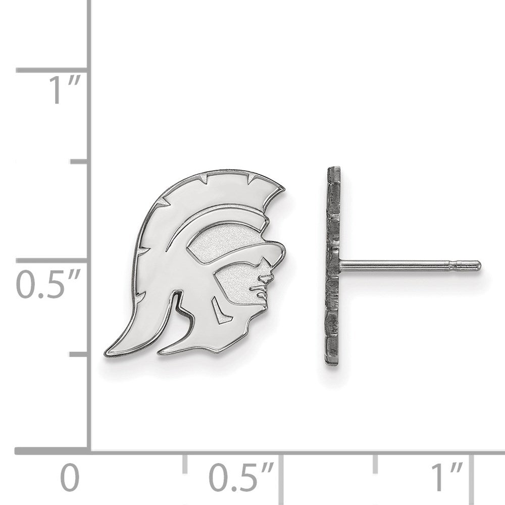 Alternate view of the 14K White Gold U. of Southern California Small Trojan Post Earrings by The Black Bow Jewelry Co.