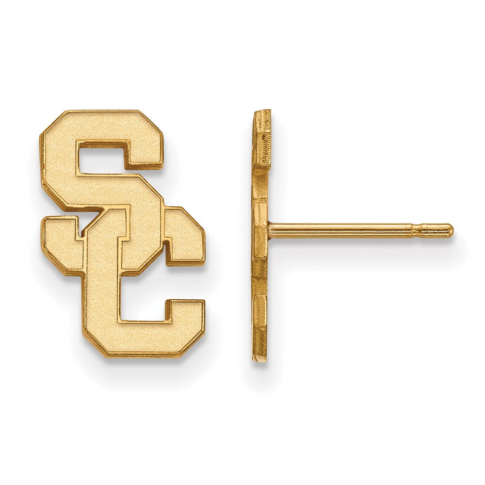 14K Yellow Gold U. of Southern California Small Post Earrings, Item E19061 by The Black Bow Jewelry Co.