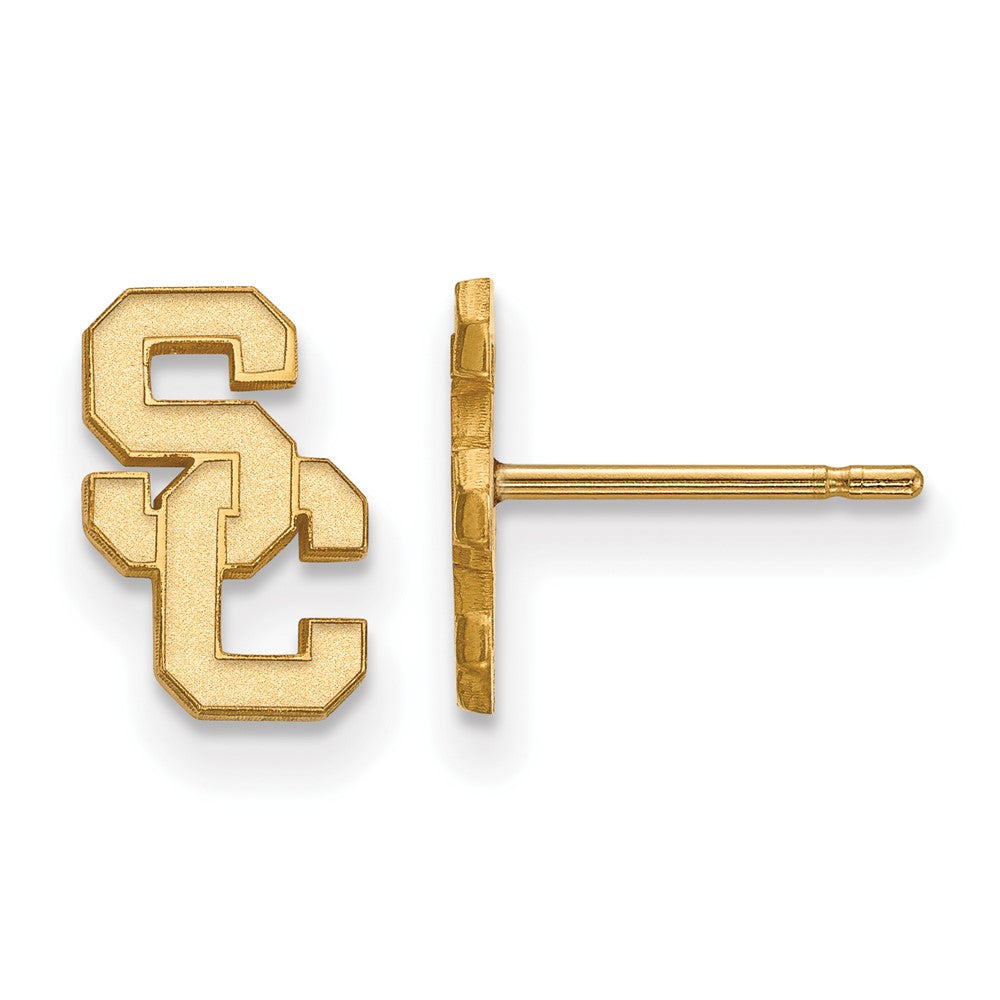 14K Gold Plated Silver U. of Southern California XS Post Earrings, Item E19064 by The Black Bow Jewelry Co.