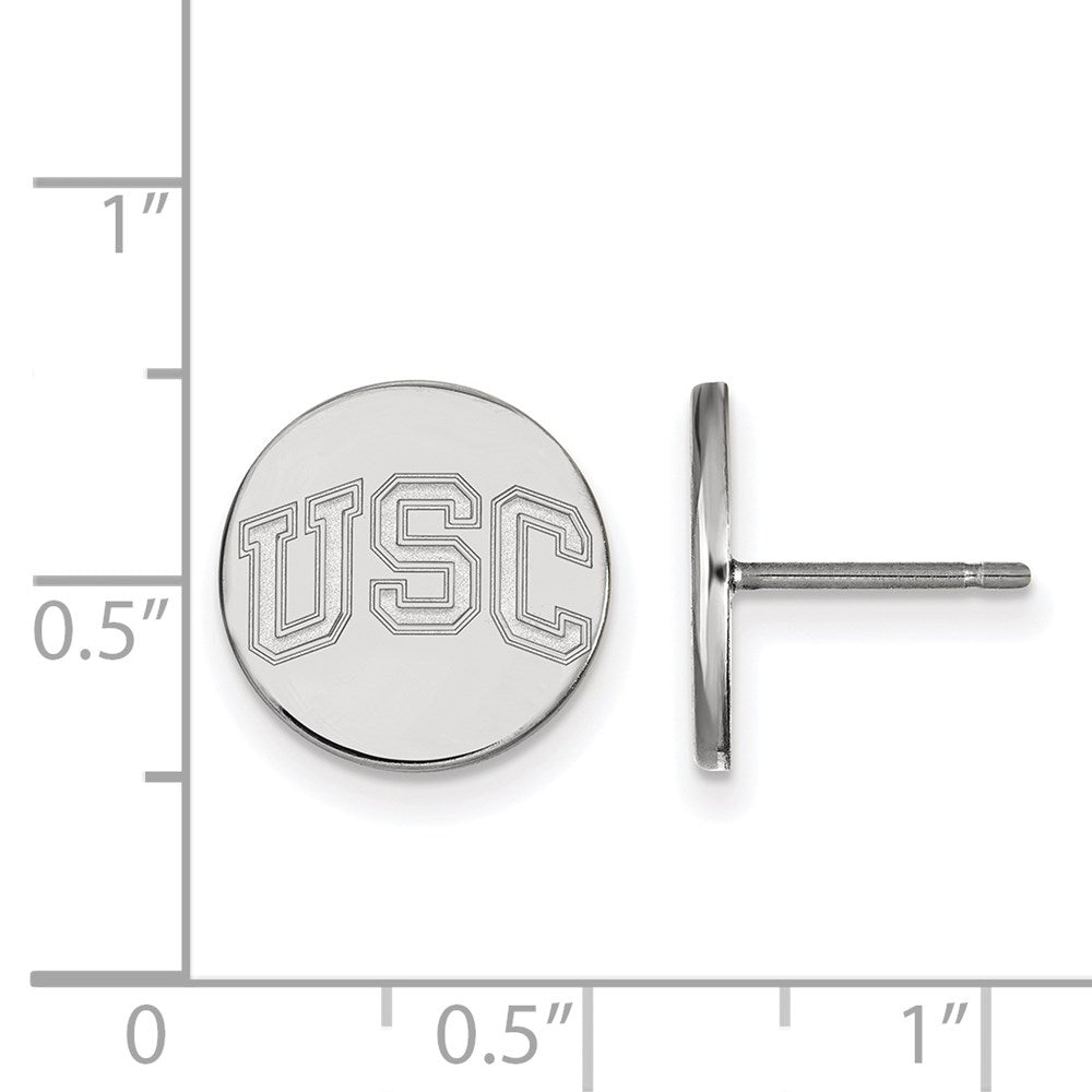 Alternate view of the Sterling Silver U. of Southern California XS Disc Post Earrings by The Black Bow Jewelry Co.