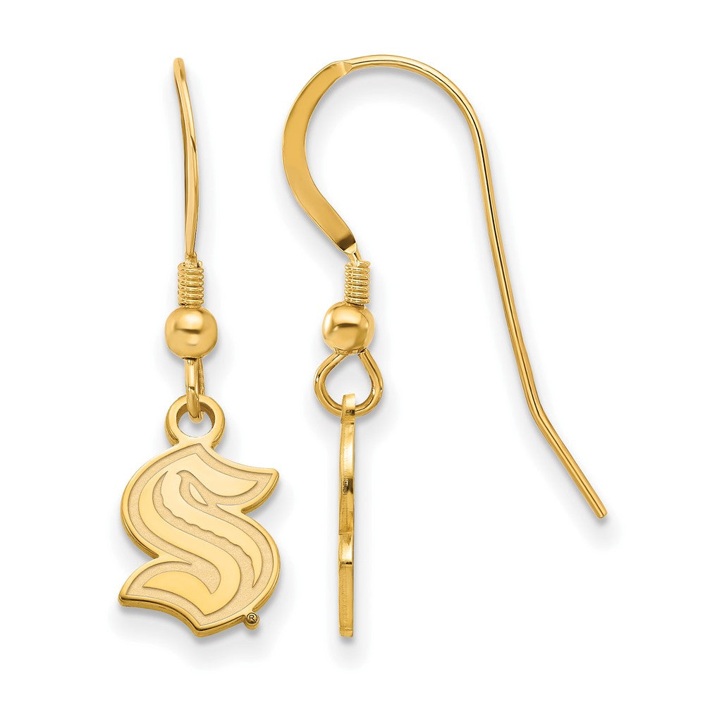 14K Gold Plated Silver NHL Seattle Kraken XS (Tiny) Dangle Earrings, Item E19128 by The Black Bow Jewelry Co.