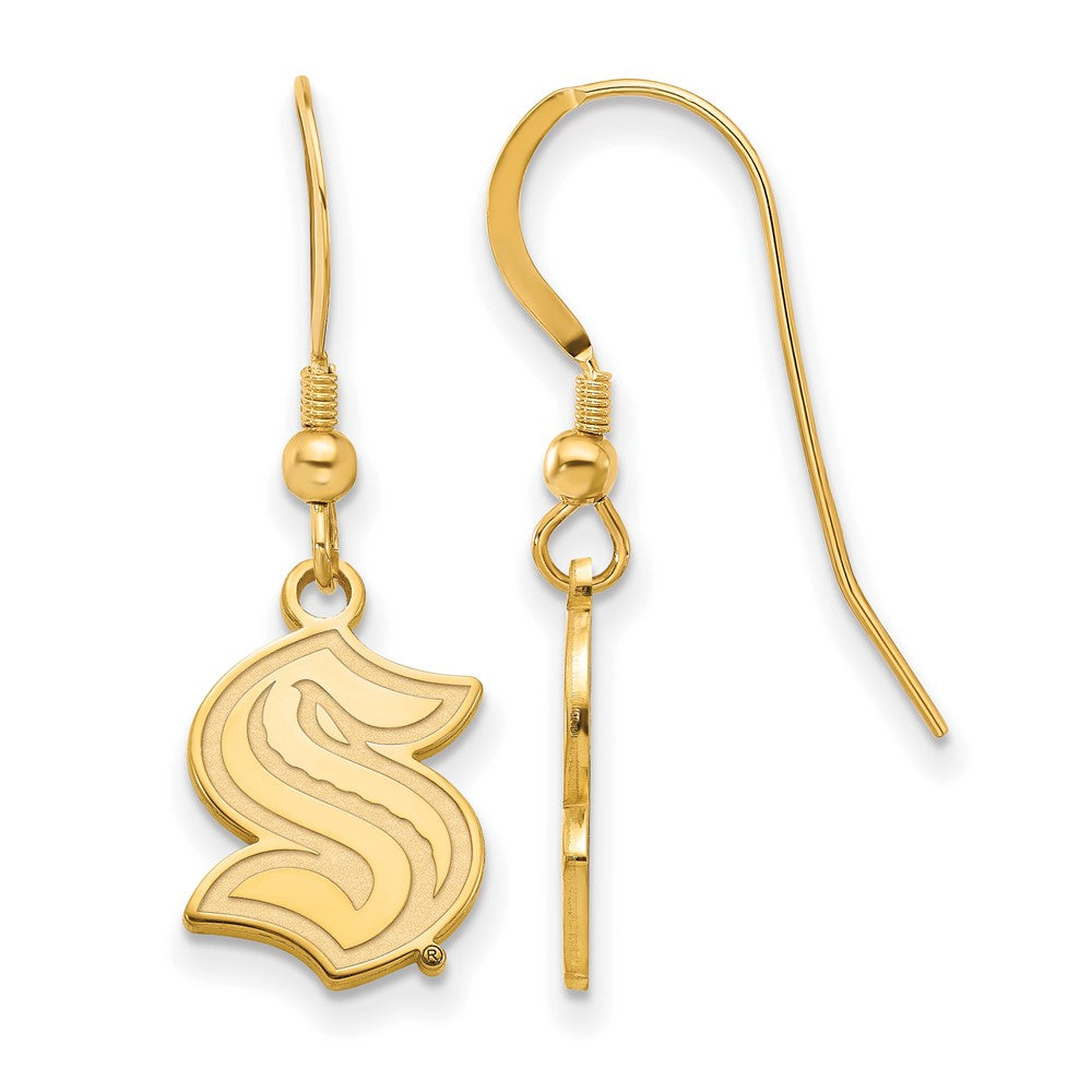 14K Gold Plated Silver NHL Seattle Kraken Small Dangle Earring, Item E19129 by The Black Bow Jewelry Co.