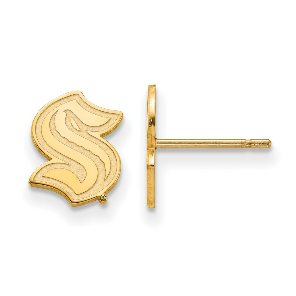 14K Gold Plated Silver NHL Seattle Kraken XS (Tiny) Post Earrings, Item E19130 by The Black Bow Jewelry Co.