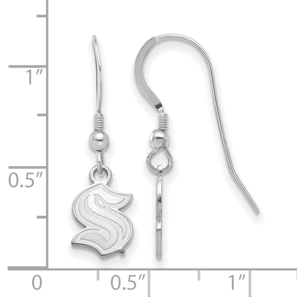 Alternate view of the Sterling Silver NHL Seattle Kraken XS (Tiny) Dangle Earrings by The Black Bow Jewelry Co.